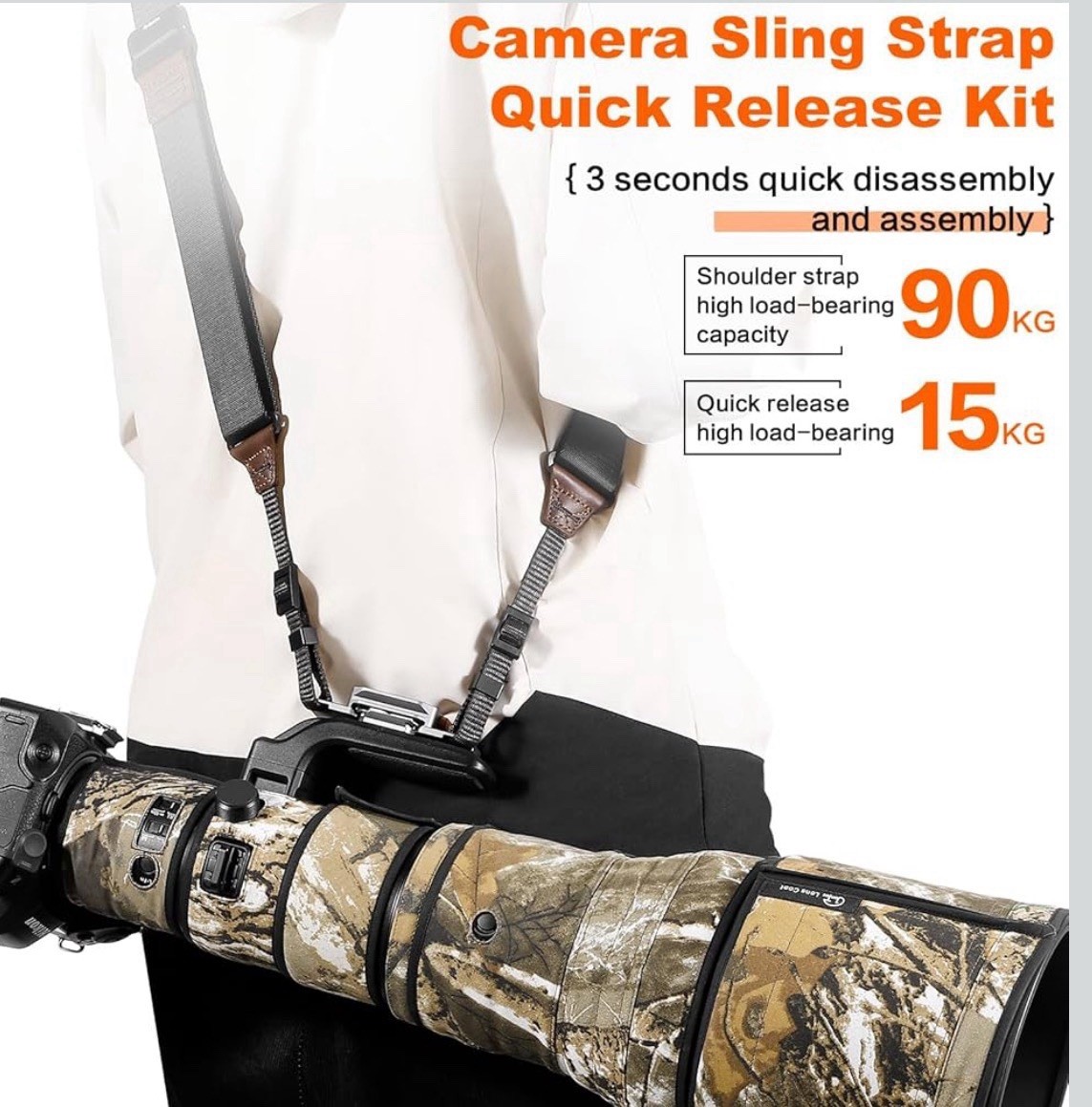 Fly Equation Camera Shoulder Strap Quick Release and Adjustable Crossbody Gray