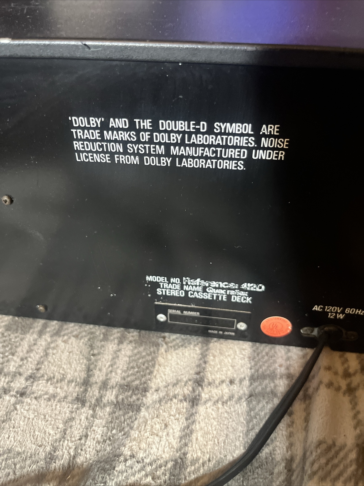 RARE QUADRAFLEX REFERENCE 412D -VINTAGE Tape Deck Needs Repair AS IS