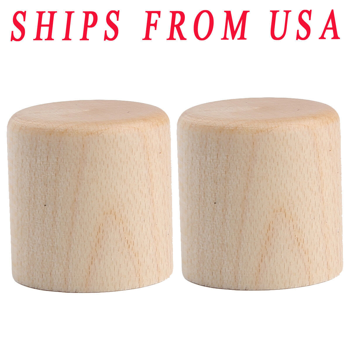 Set of 2 Maple Wood Tele Style Flat Top Dome Knobs Guitar Bass Wood Barrel Knobs