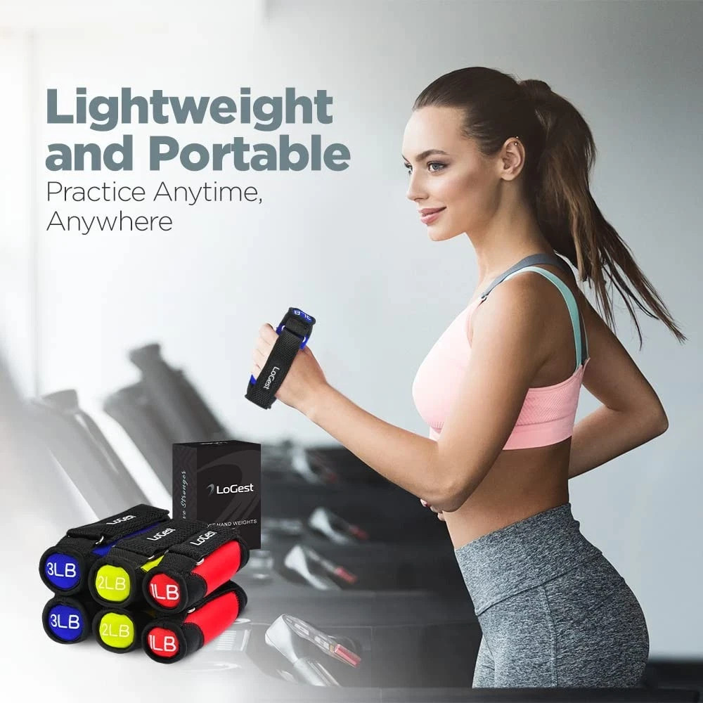 LoGest Soft Hand Weights Adjustable Straps 1lb 2lb 3lb 4lb Comfortable Dumbbells