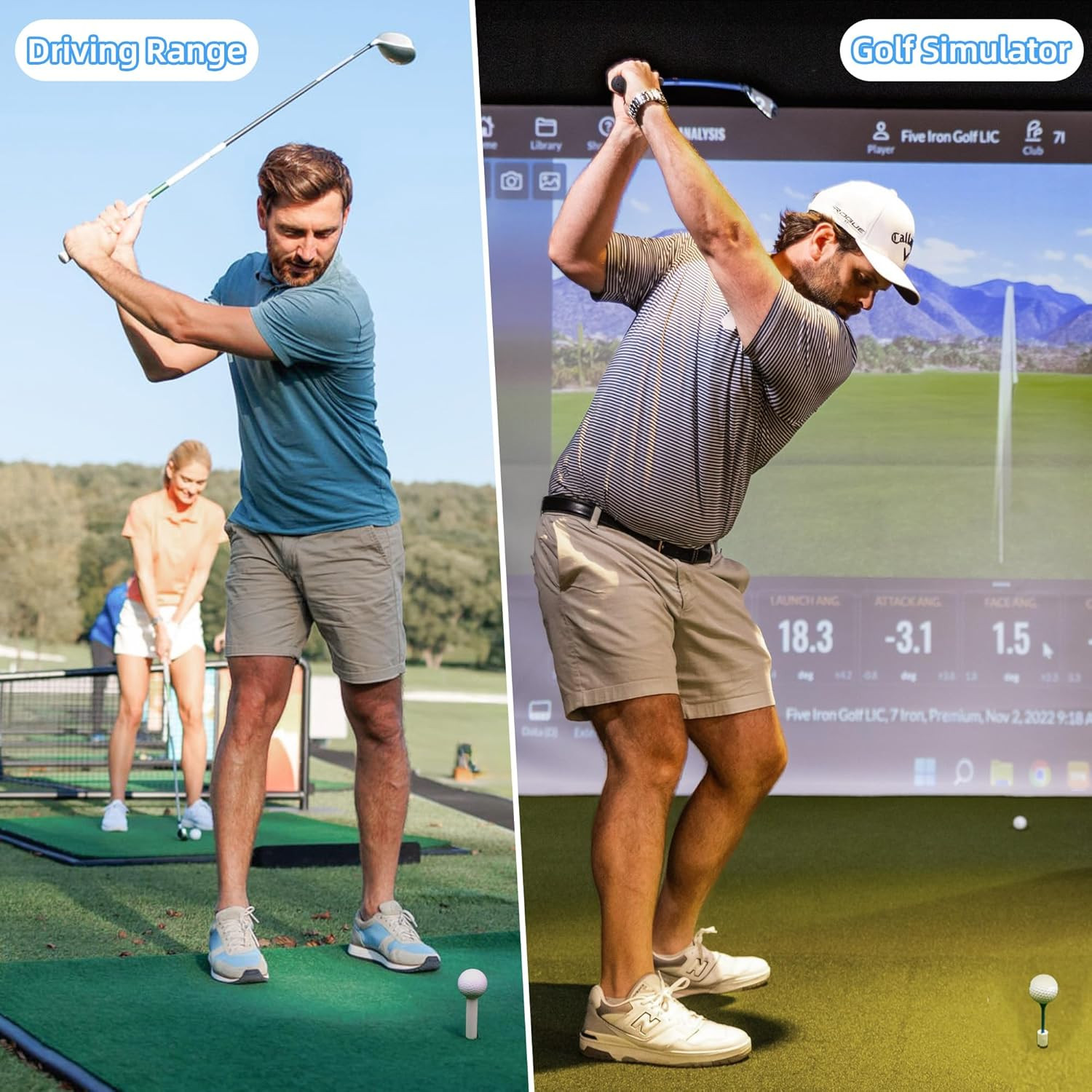 Rubber Golf Tees for Mats, Golf Tee Holder for Driving Range & Simulator, Unbrea