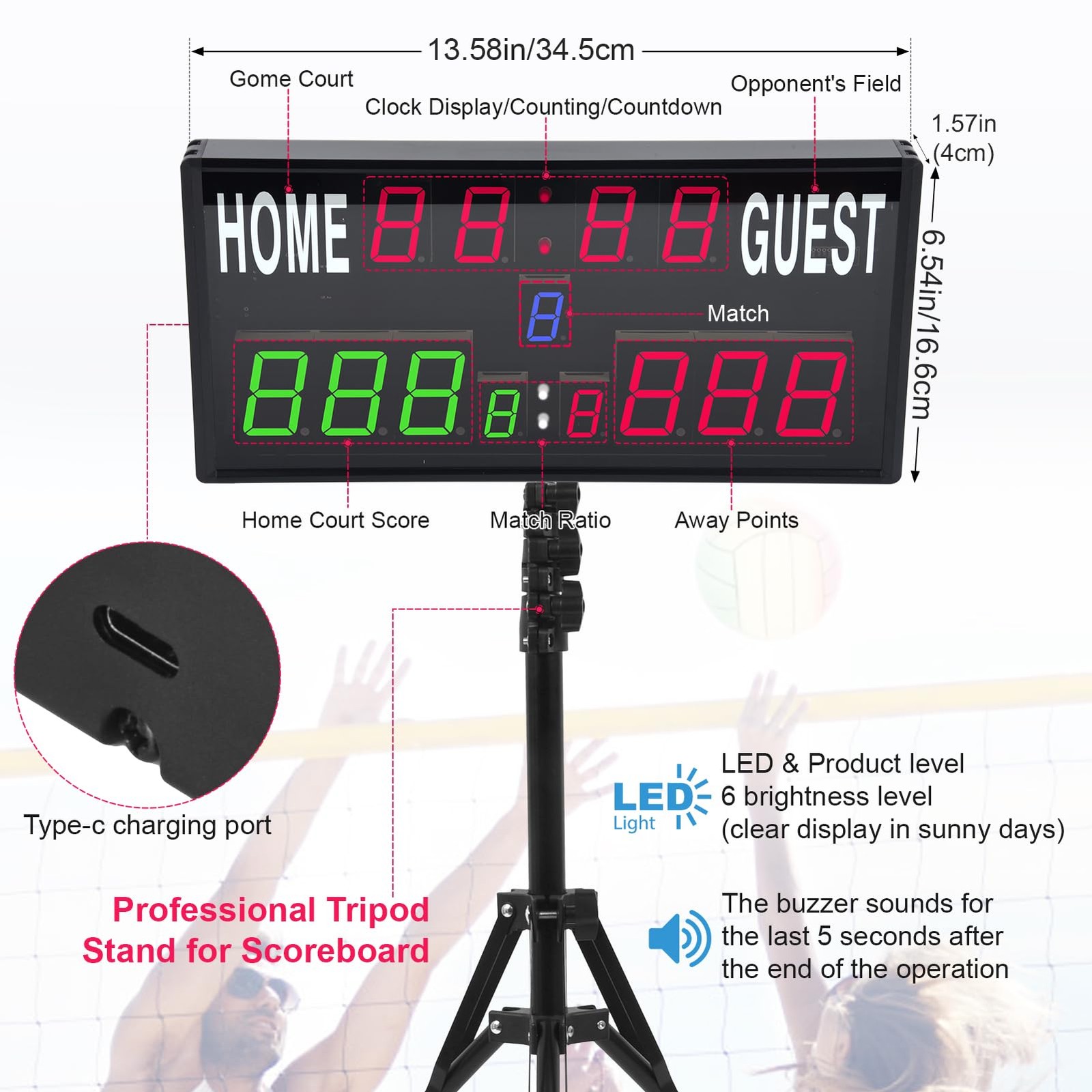 2025 LED Electronic Scoreboard with Remote & Tripod