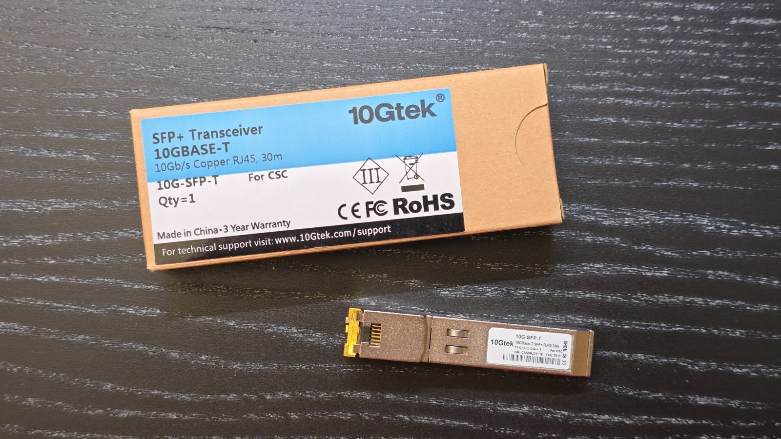10Gtek SFP+ Transceiver  (10G-SFP-T For CISCO) 10GBASE-T 10Gb/s Copper RJ45, 30m