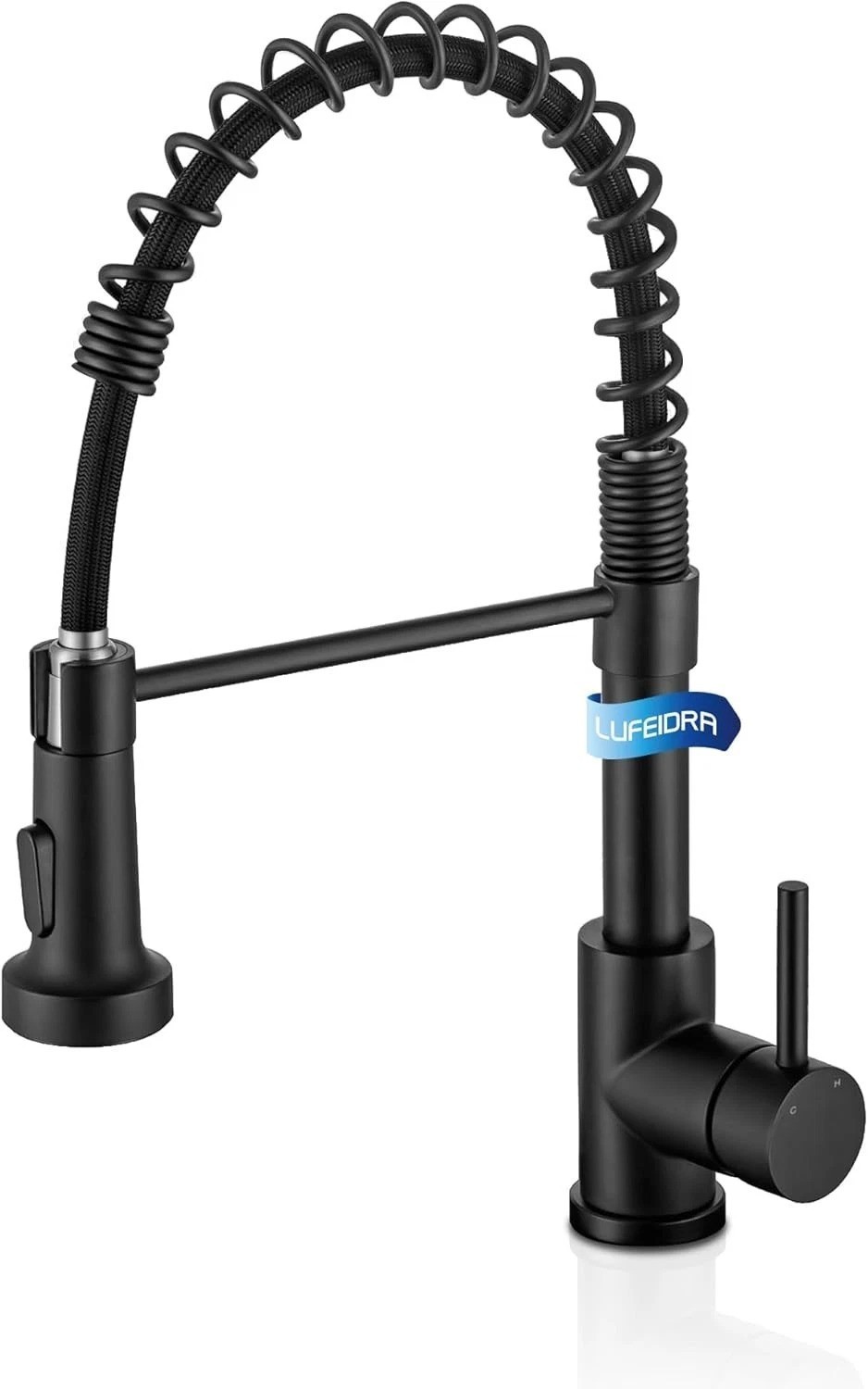 Black Kitchen Faucet with Pull Down Sprayer, High Arc Spring 304 Stainless St...