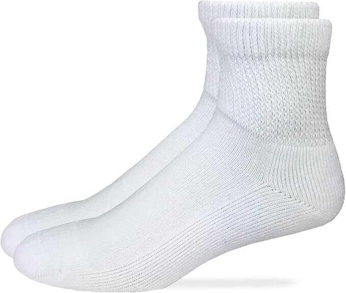 Carolina Ultimate Non-Binding Cotton Quarter Socks, White, (XL) M 12-16, 2 Pair