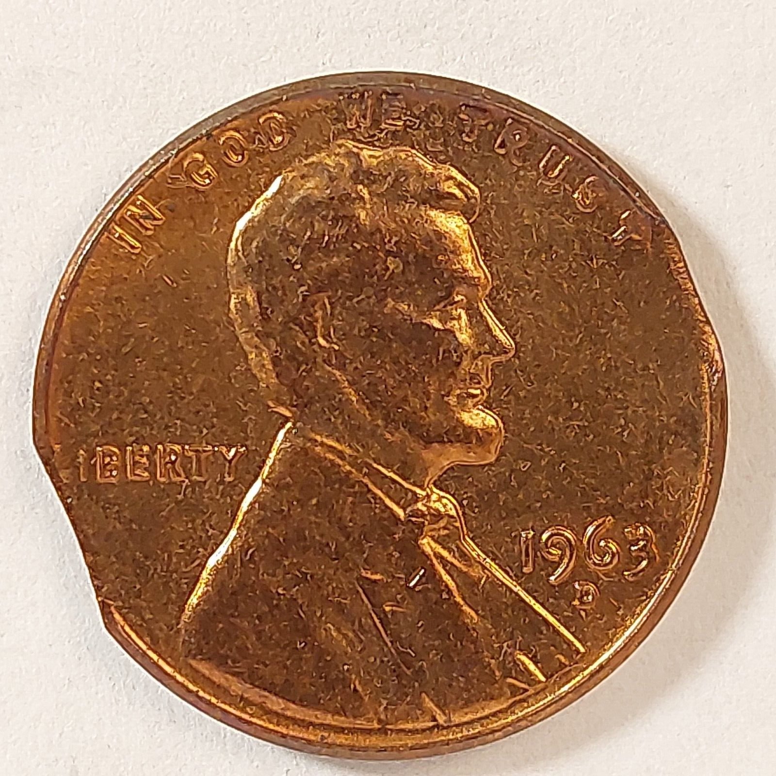 1963-D Lincoln Memorial Cent - Nice Double Clipped Planchet Mint Error!-0125-2
