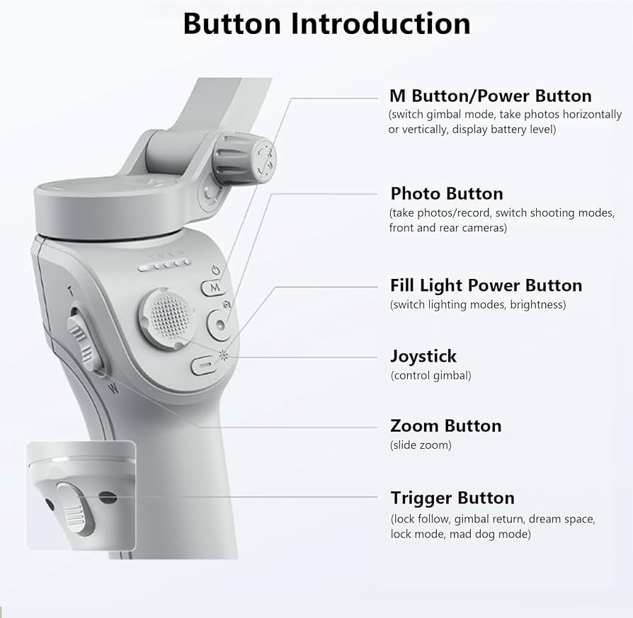 3-Axis Gimbal Stabilizer for iPhone&Android with Adjustable Fill Light, AI Track