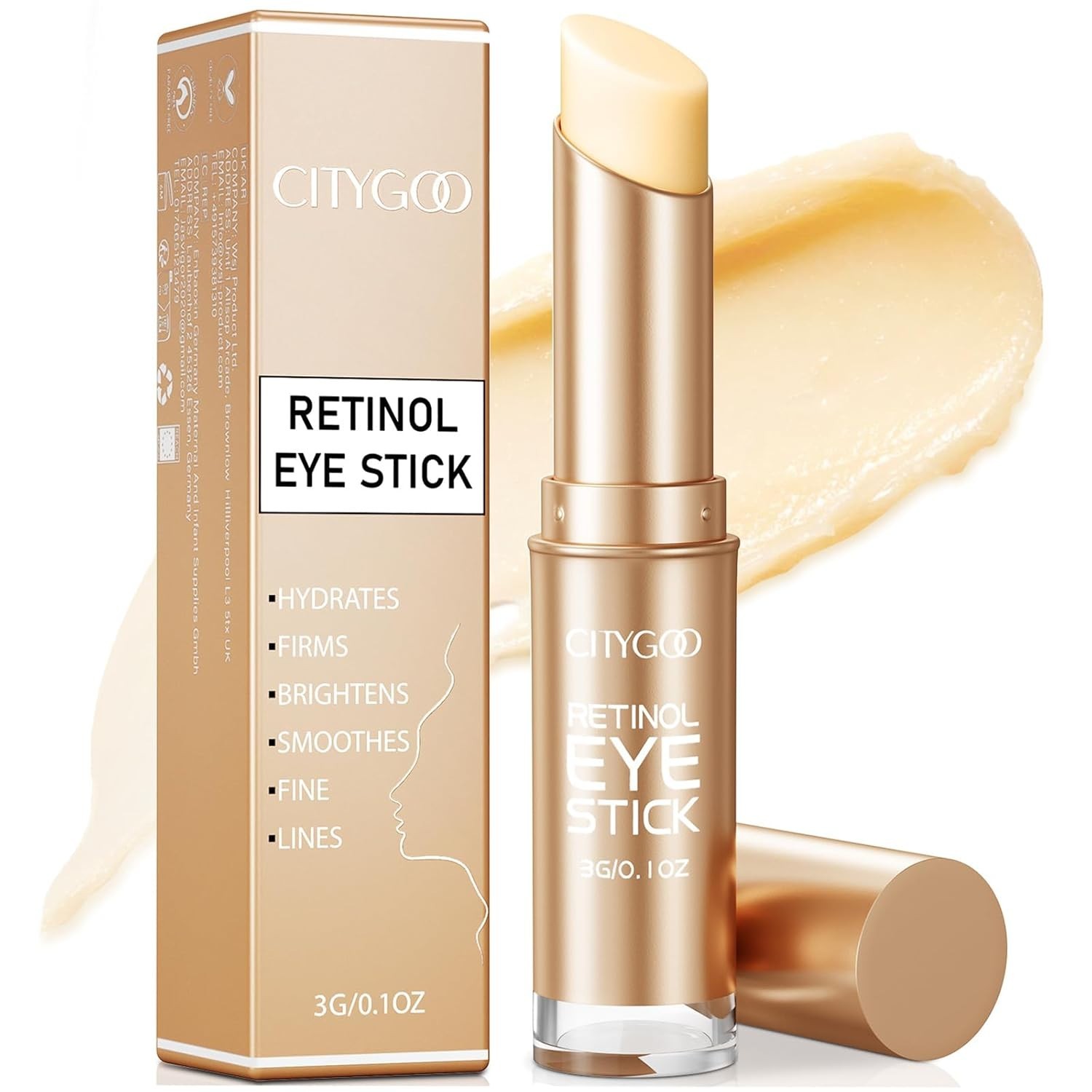 Retinol Eye Stick With Collagen, Hyaluronic Acid For Dark Circle, Under Eye C...