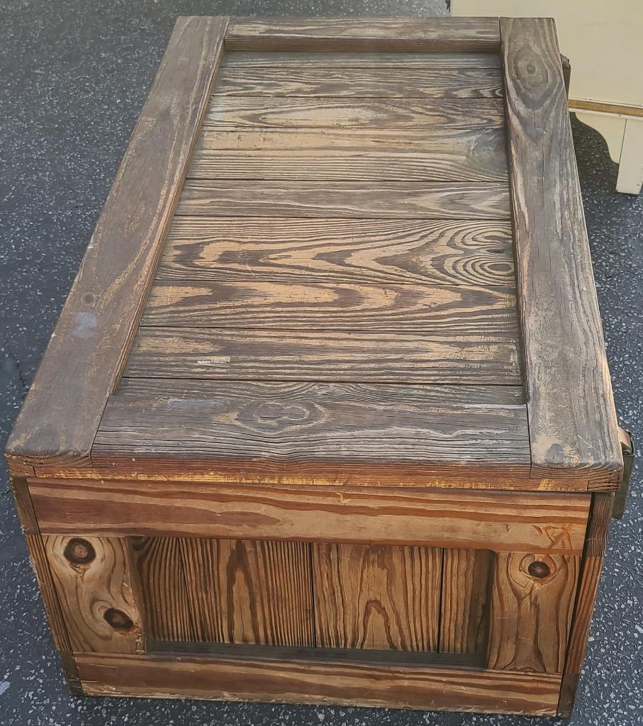 Vintage Solid Wood Storage Trunk – GDC – HINGED LID – STURDY CONSTRUCTION