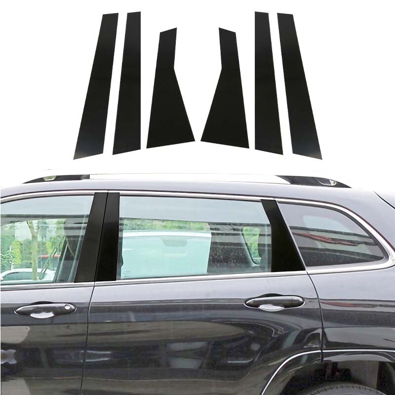 ✅ Window Door Column B Pillar Post Trim Cover Stickers For Jeep Cherokee 2014-23