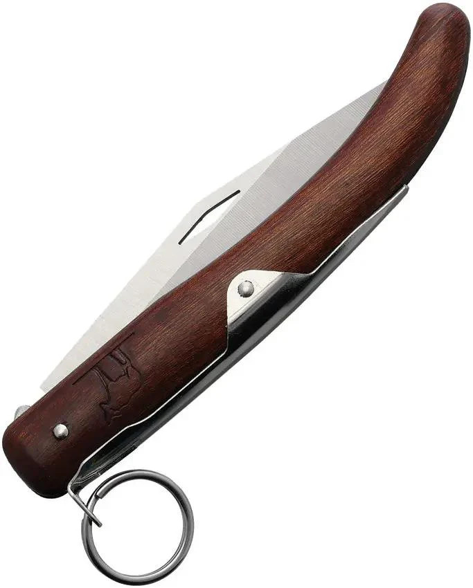 Okapi Keyring Lock Folder Folding Pocket Knife Wood Handle Brown Clip Point EDC