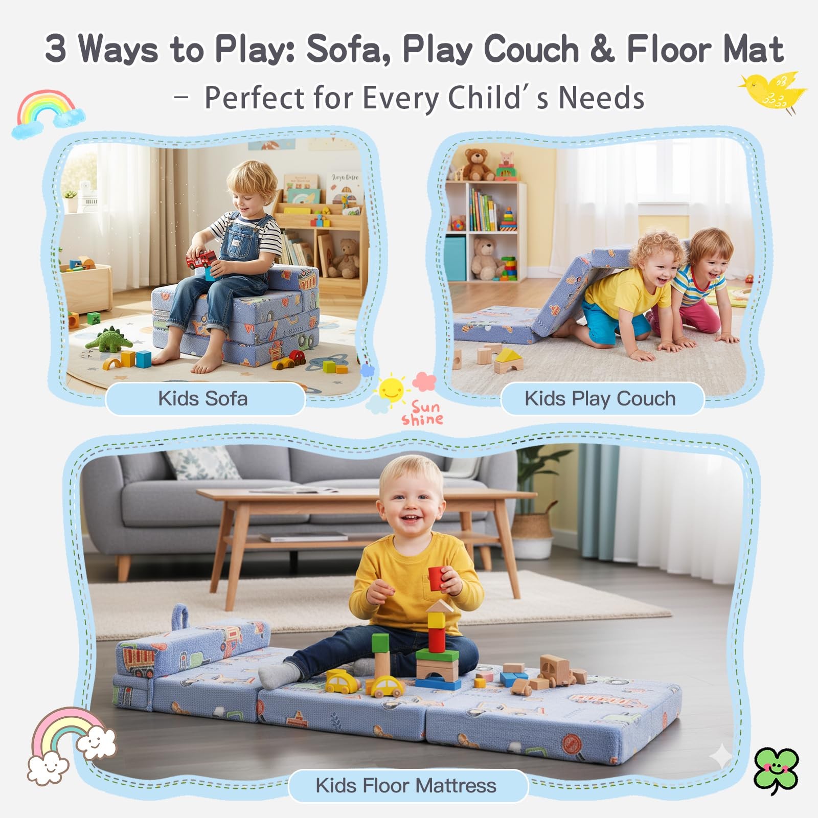 Foldable Floor Mattress for -Glow in The Dark Nap Mat with Storage Bag, Porta...