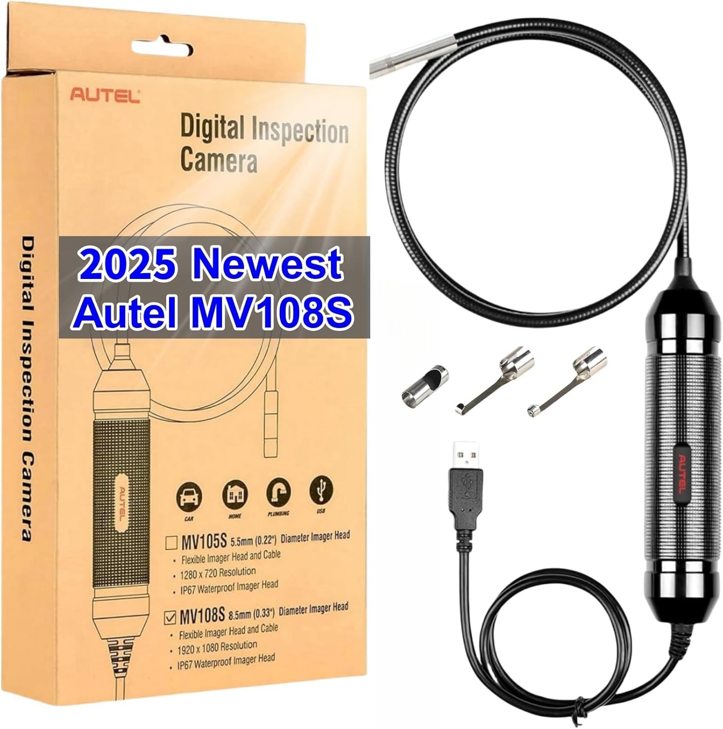 Autel MaxiVideo MV108S HD Digital Inspection Camera For MK808BT/MS906/IM608/PC