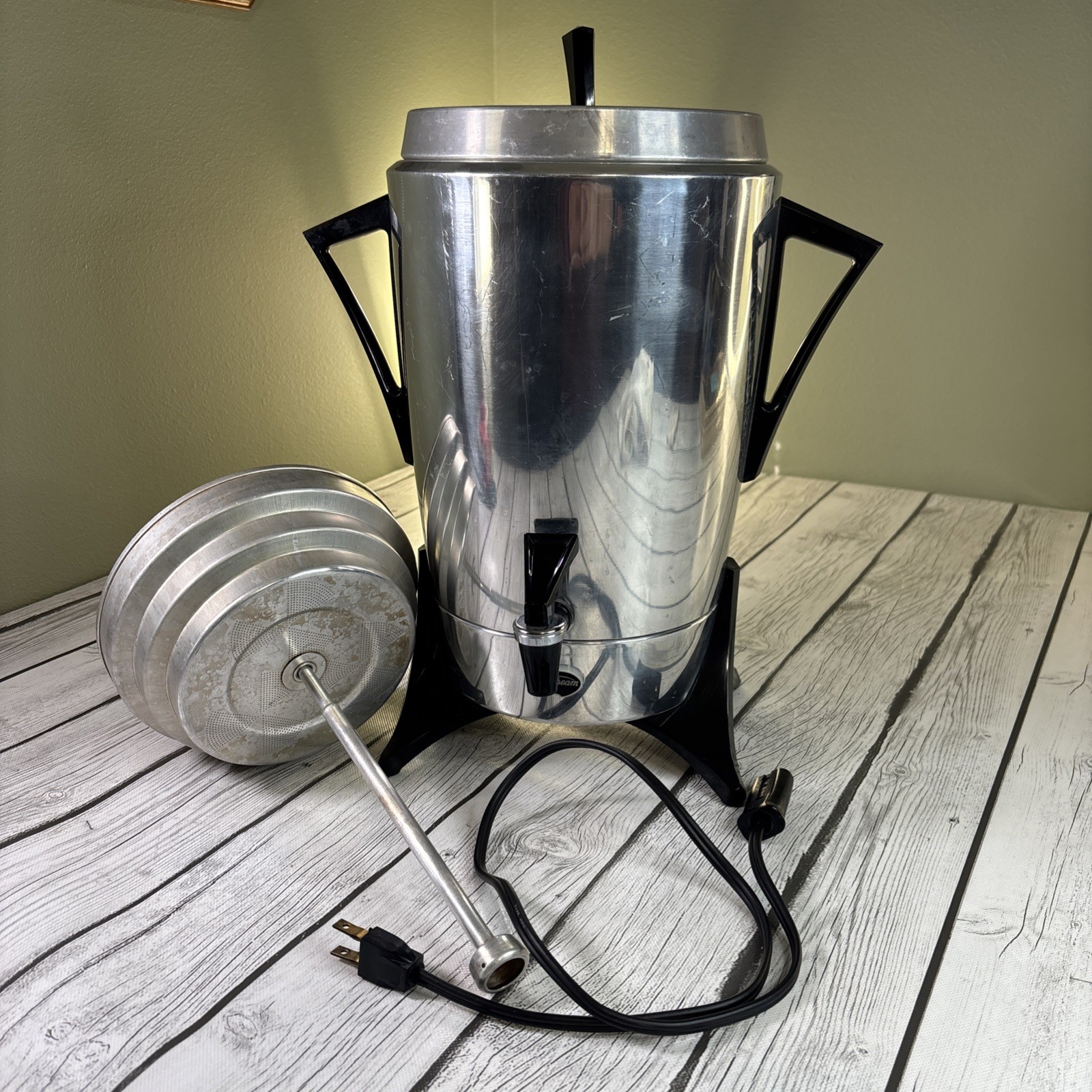 Vintage MCM SUNBEAM AP-45 Automatic Coffee PERCOLATOR 12-30 Cup Stainless Steel.