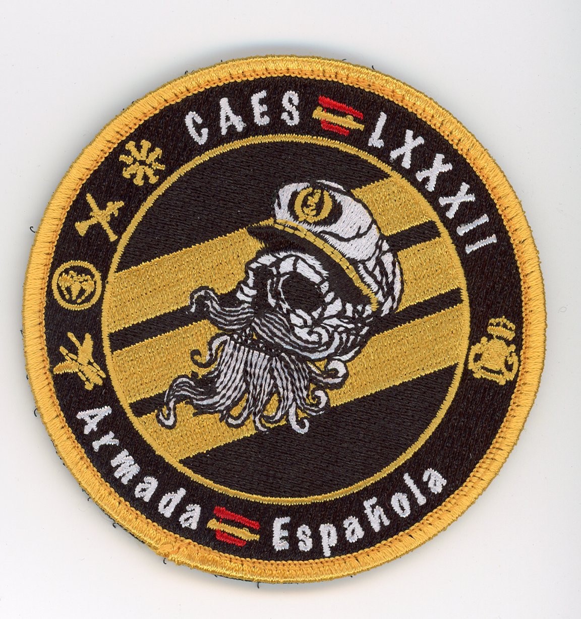 PATCH SPAIN NAVY CORPORAL COURSE CAES 89 LXXXII SKULL BEARDED VEL BACK PARCHE