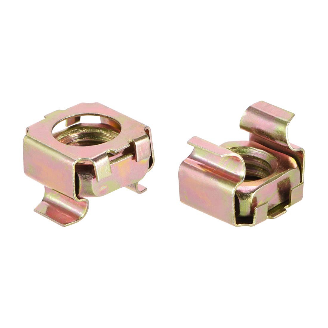 uxcell M10 Cage Nuts for Server Rack Cabinet, Carbon Steel Yellow Zinc Plated, P