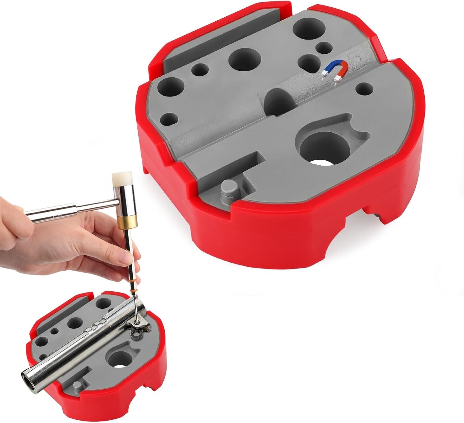 Universal Bench Block with Non-Marring, Magnetic Bench Block Armorers with