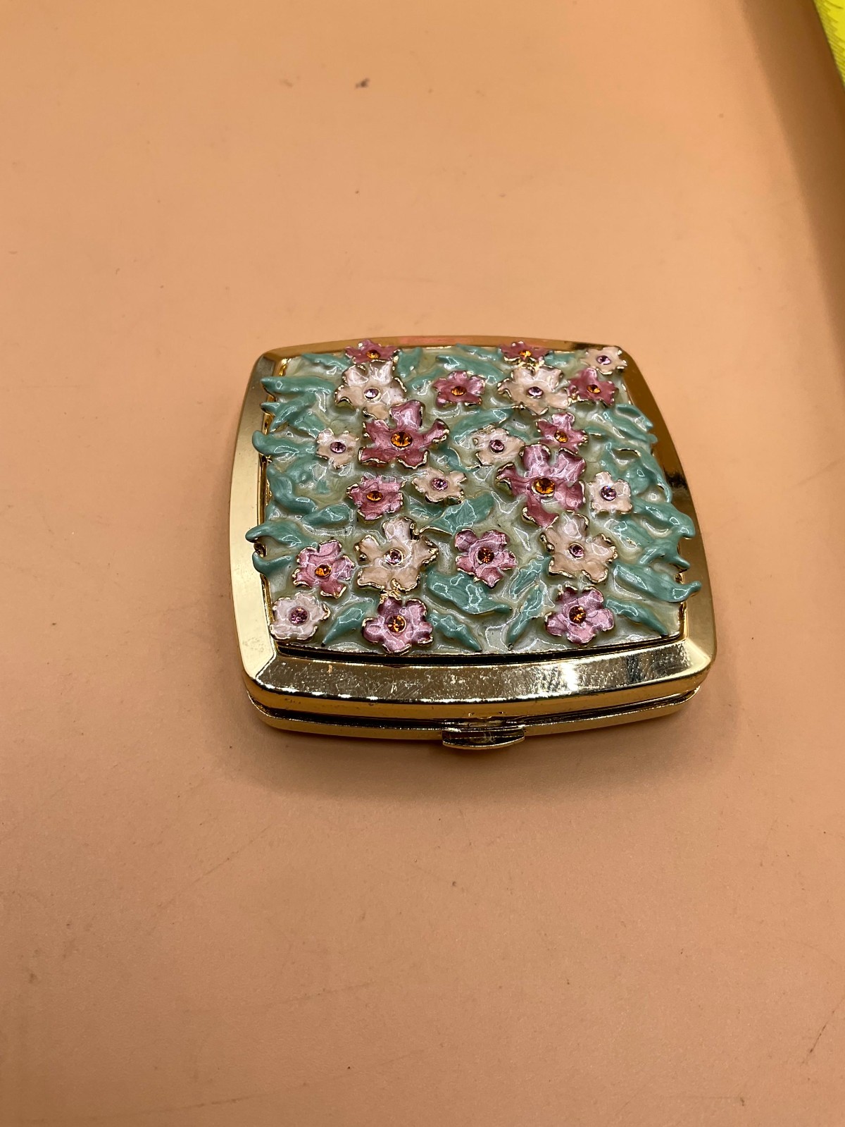 Argento SC Gold-Tone Set of 2 Floral Enamel Detailing Swarovski Crystals Mirror