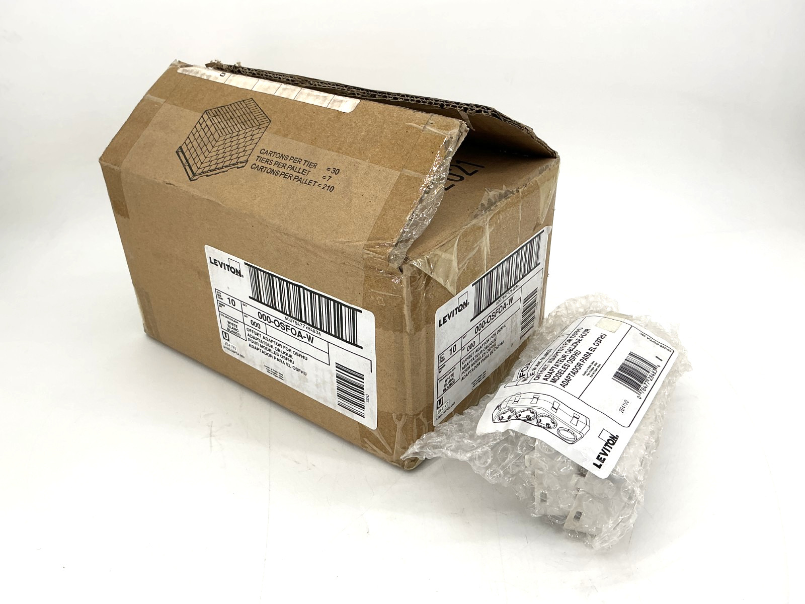 Box of 10 New Leviton OSFOA-W Offset Adaptor for OSFHU White 000-OSFOA-W