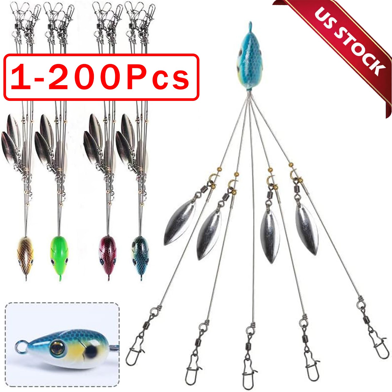 Umbrella Alabama Rig 4 Blades 5 Arms Alabama Rig Bass Fishing Lure Bait Tool Lot