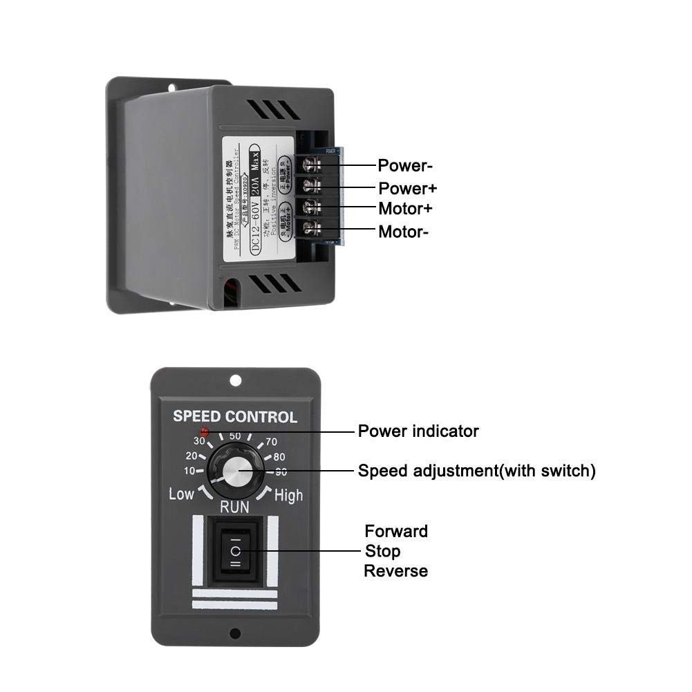 DC12V-60V/20A Motor Speed Controller, DC Motor Speed Controller, Forward/Reve