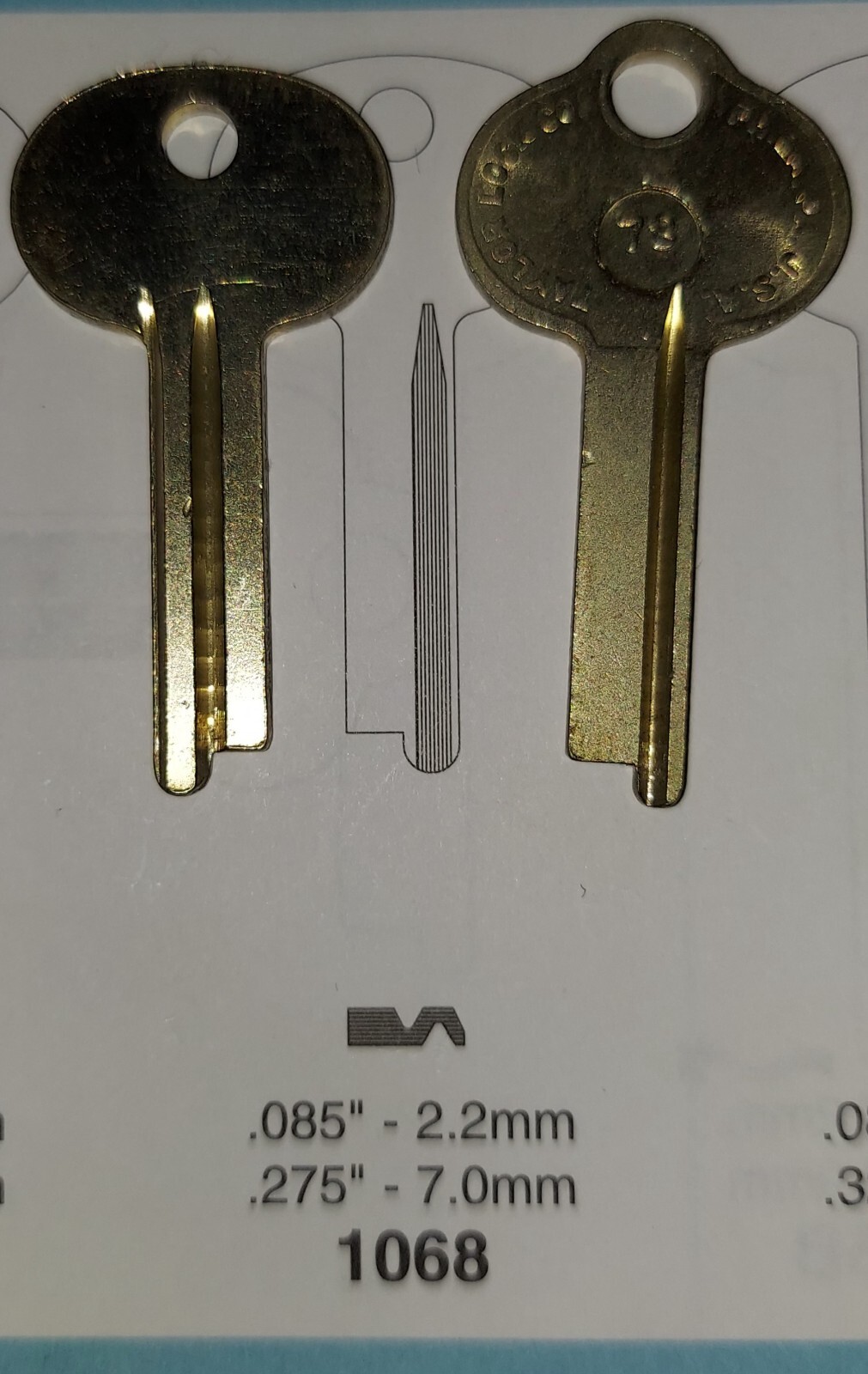 Sargent & Greenleaf S&G 1068, 78, Safe Deposit Box Key Blank.