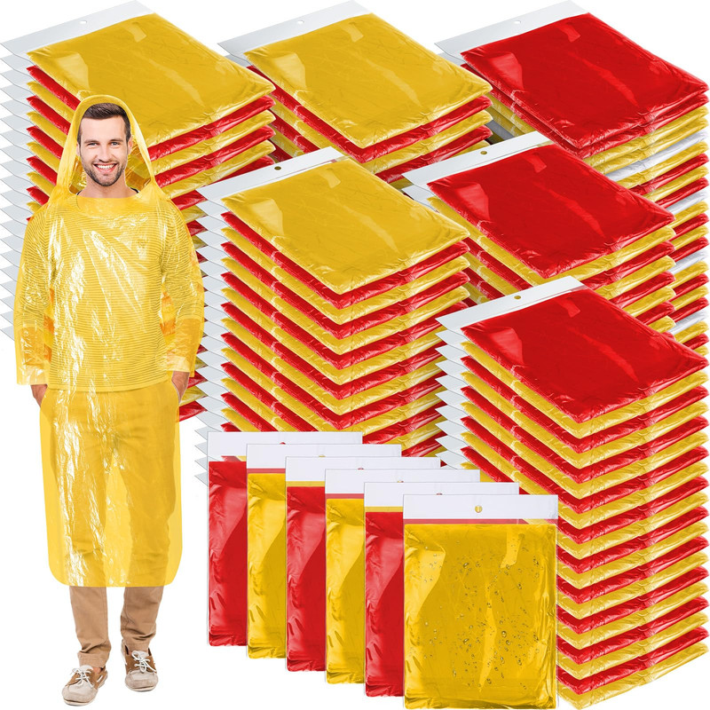 Handepo 150 Pack Of Adult Rain Ponchos Hood Disposable Rain Ponchos Plastic