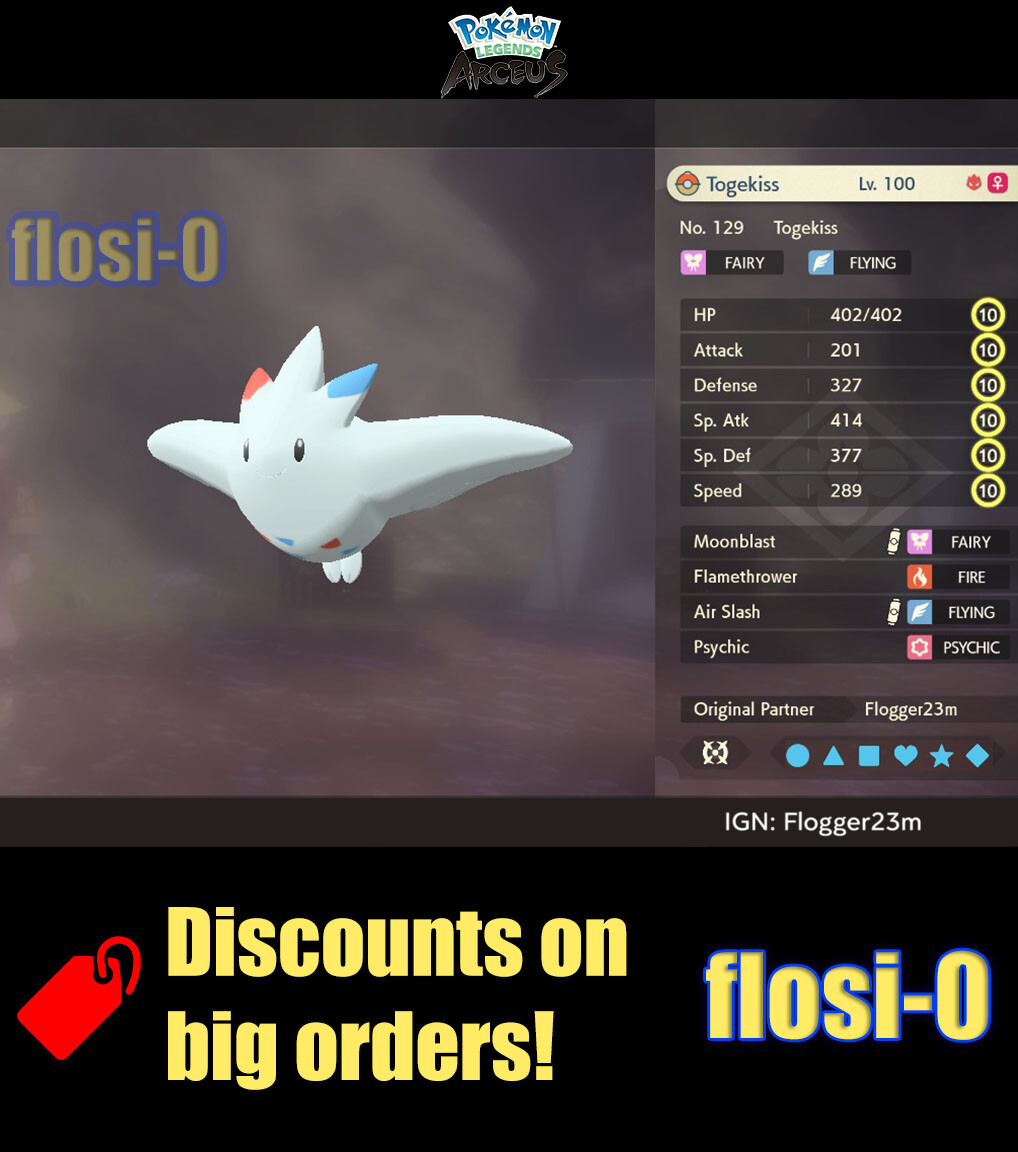 6IV Shiny Alpha Togekiss Max Effort Level Pokemon Legends Arceus