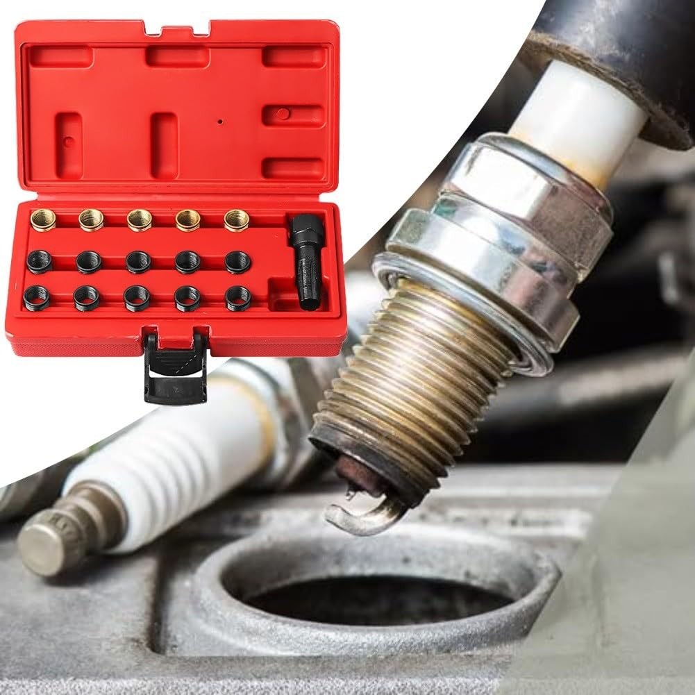 16PCS Spark Plug Thread Repair Kit M14x1.25 Tap Insert Tool Engine Repair Set
