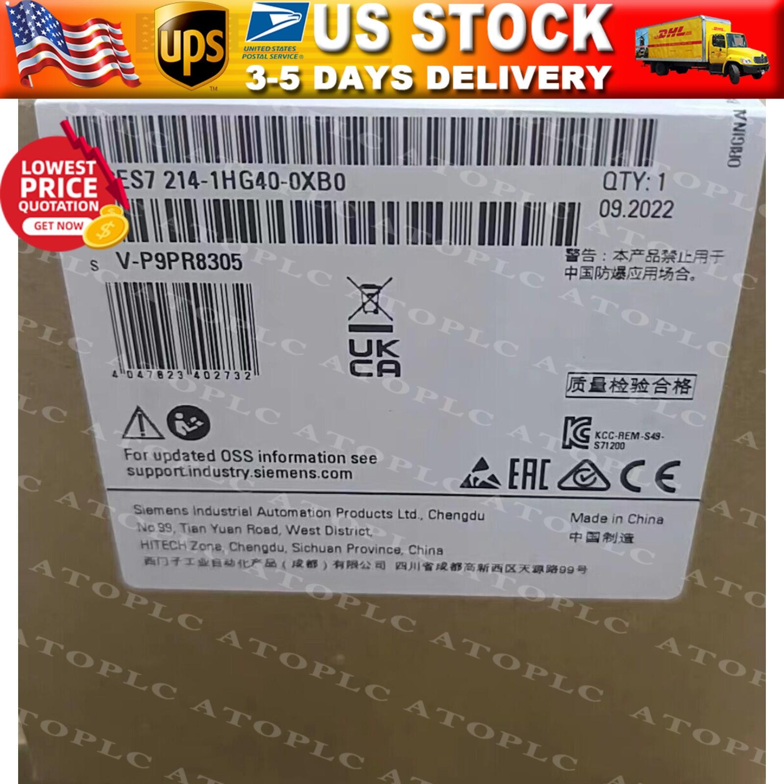 New Siemens 6ES7214-1HG40-0XB0 SIMATIC S7-1200 CPU 1214C 6ES7 214-1HG40-0XB0