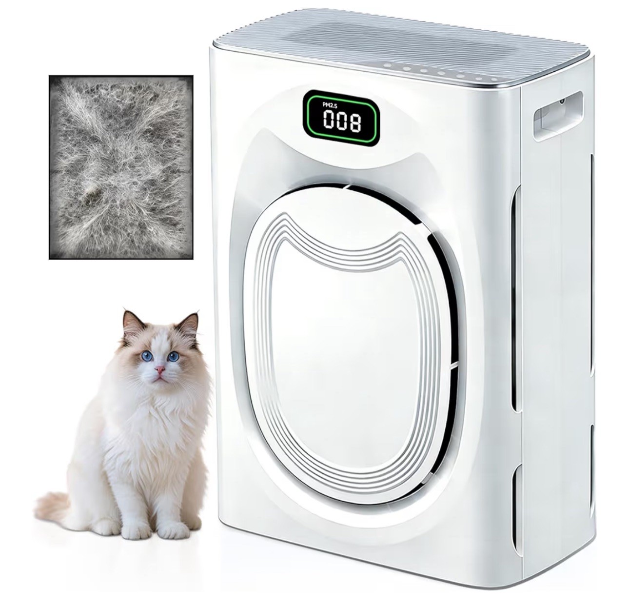 Pet Air Purifiers for Home Large Room Up to 2500 Ft², H13 HEPA & Washable Double