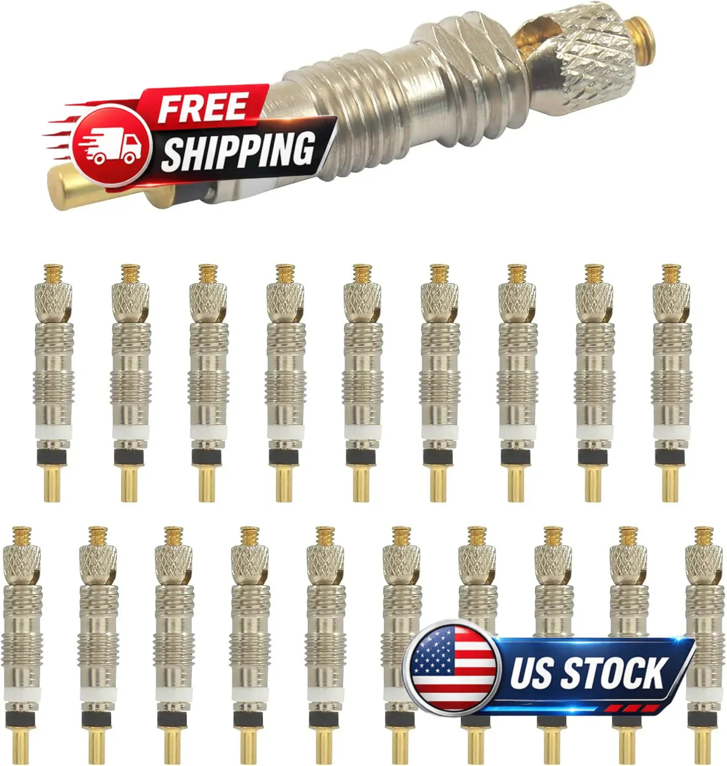 20 Pcs Professional Brass Presta Valve Core & Stem - Leak-Proof Silver