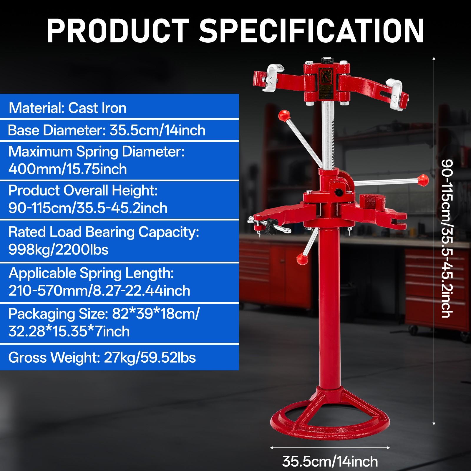 Heavy Duty 2200lbs Strut Spring Compressor Hand Operate Auto Suspension Tool