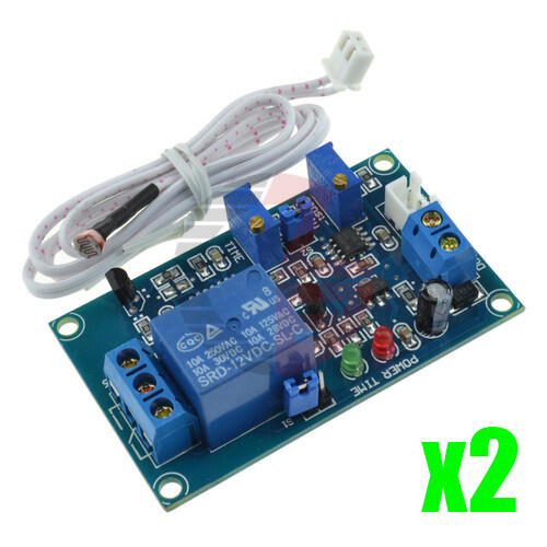 2PCS Photoresistor Relay Module 12V Light Detect Sensor Timmer Light Control