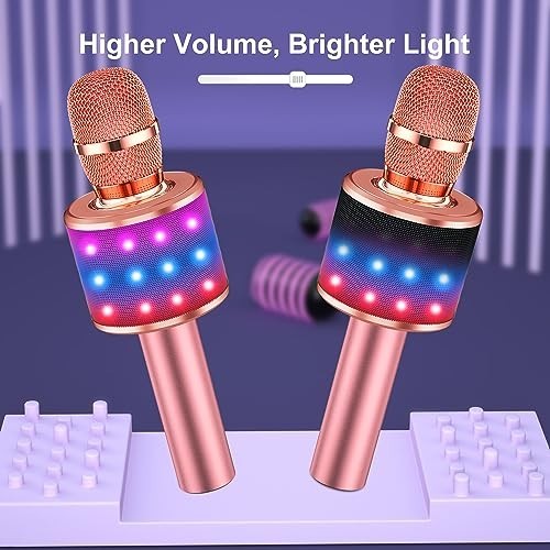 Portable Bluetooth Karaoke Microphone with Disco Lights & Echo Effect - Kids & A