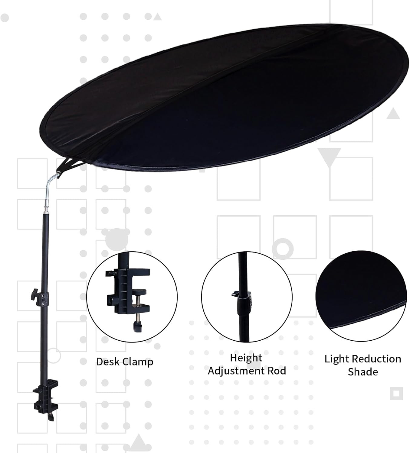 Office Cubicle and Desk Shade - Foldable 48" Circular Shading, Light-Proof Desk
