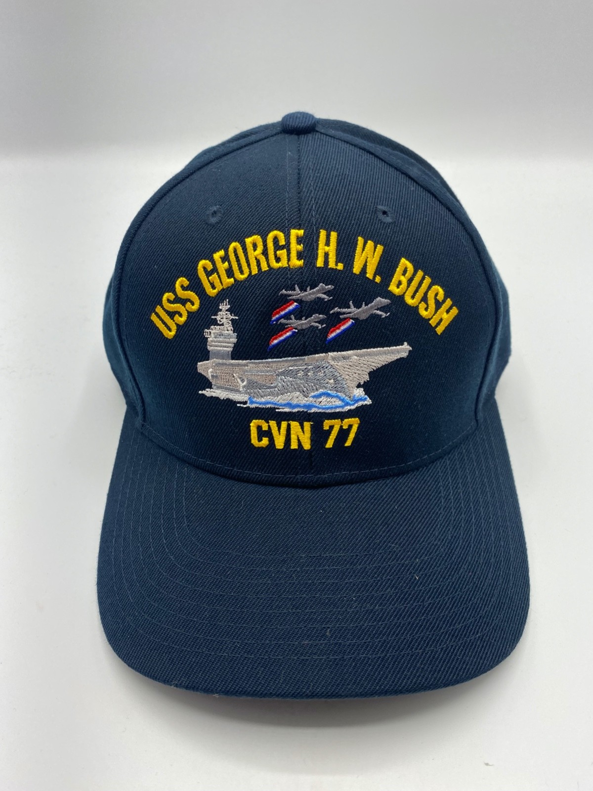 The Corps USS George H.W. Bush CVN 77 Logo Blue Baseball Cap Hat One Size