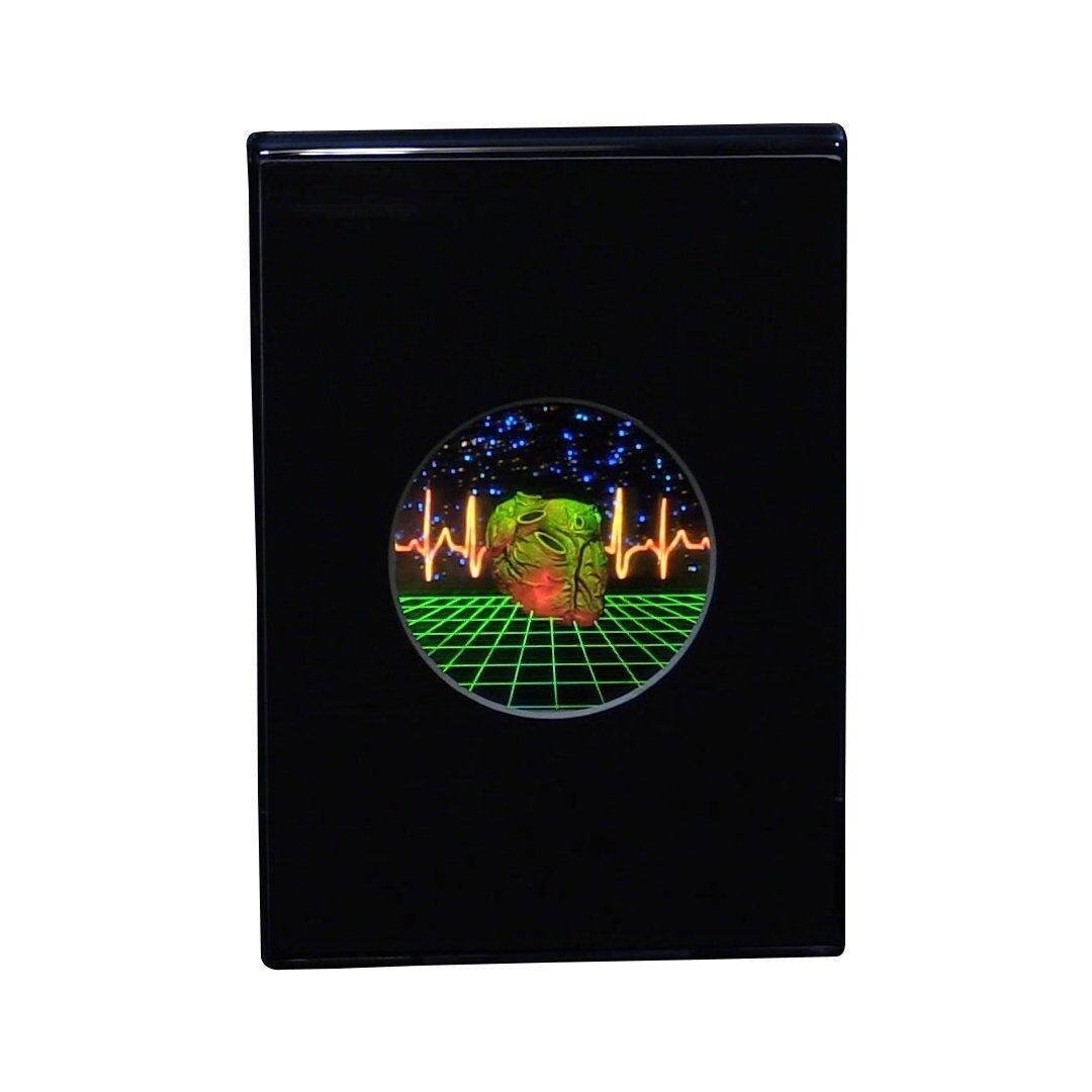 Heart With Heartline & Grid Small Hologram Picture DESK STAND, 3D Embossed Type