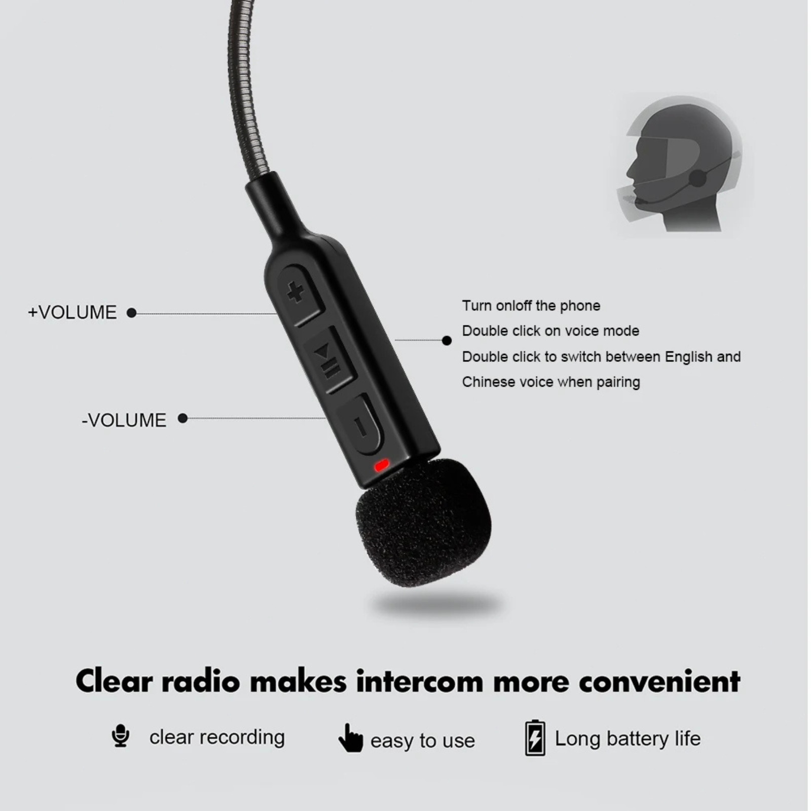 Motorcycle Helmet Bluetooth 5.3 Headset | Wireless Stereo Intercom | Hands-Free