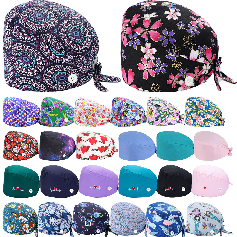 Surgical Scrub Cap Hat Unisex Surgery Doctor Nurse Working Uniform Baotou Caps
