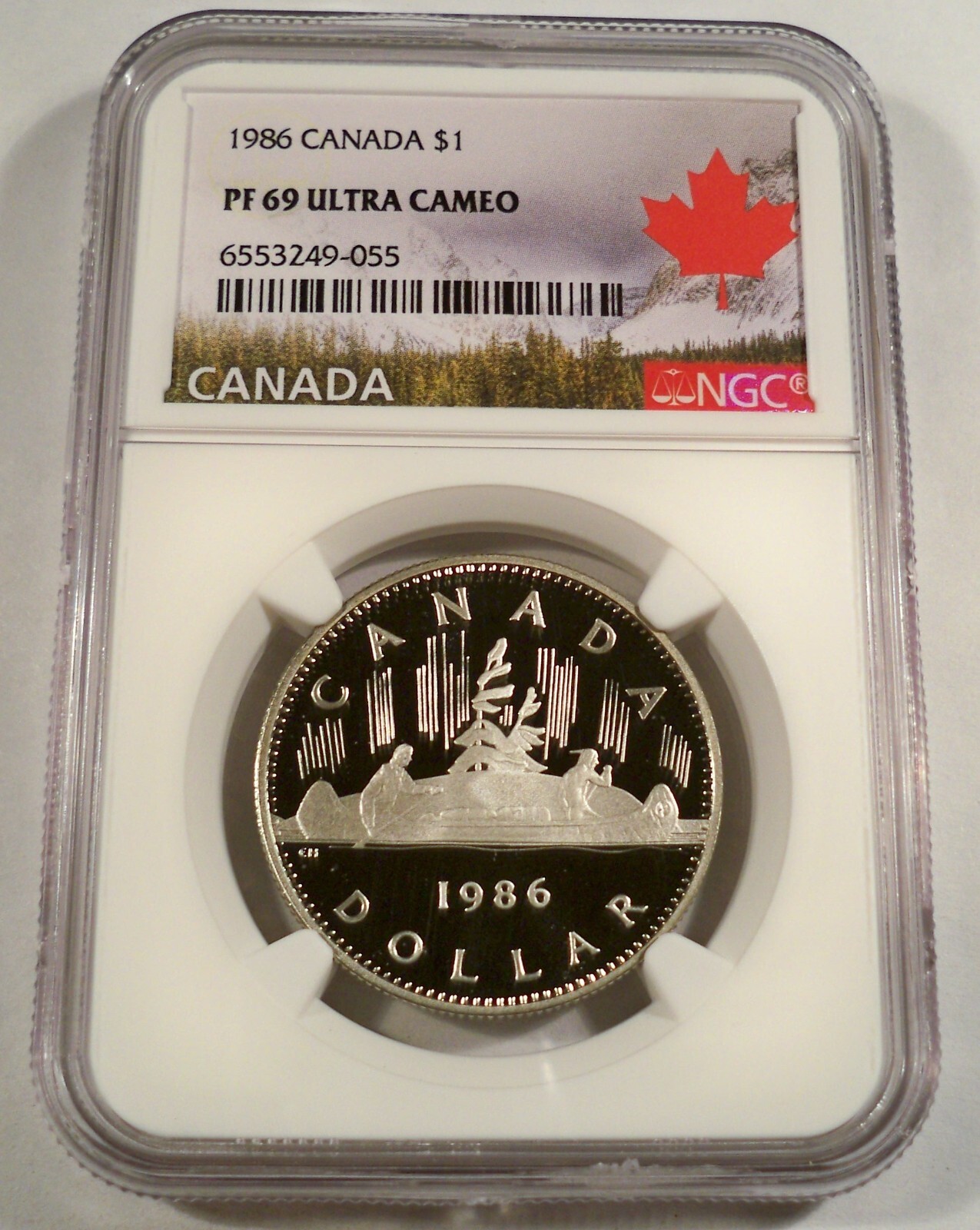 1986 $1 NGC PF69UCAM CANADA VOYAGEUR PROOF DOLLAR PF 69 ULTRA CAMEO