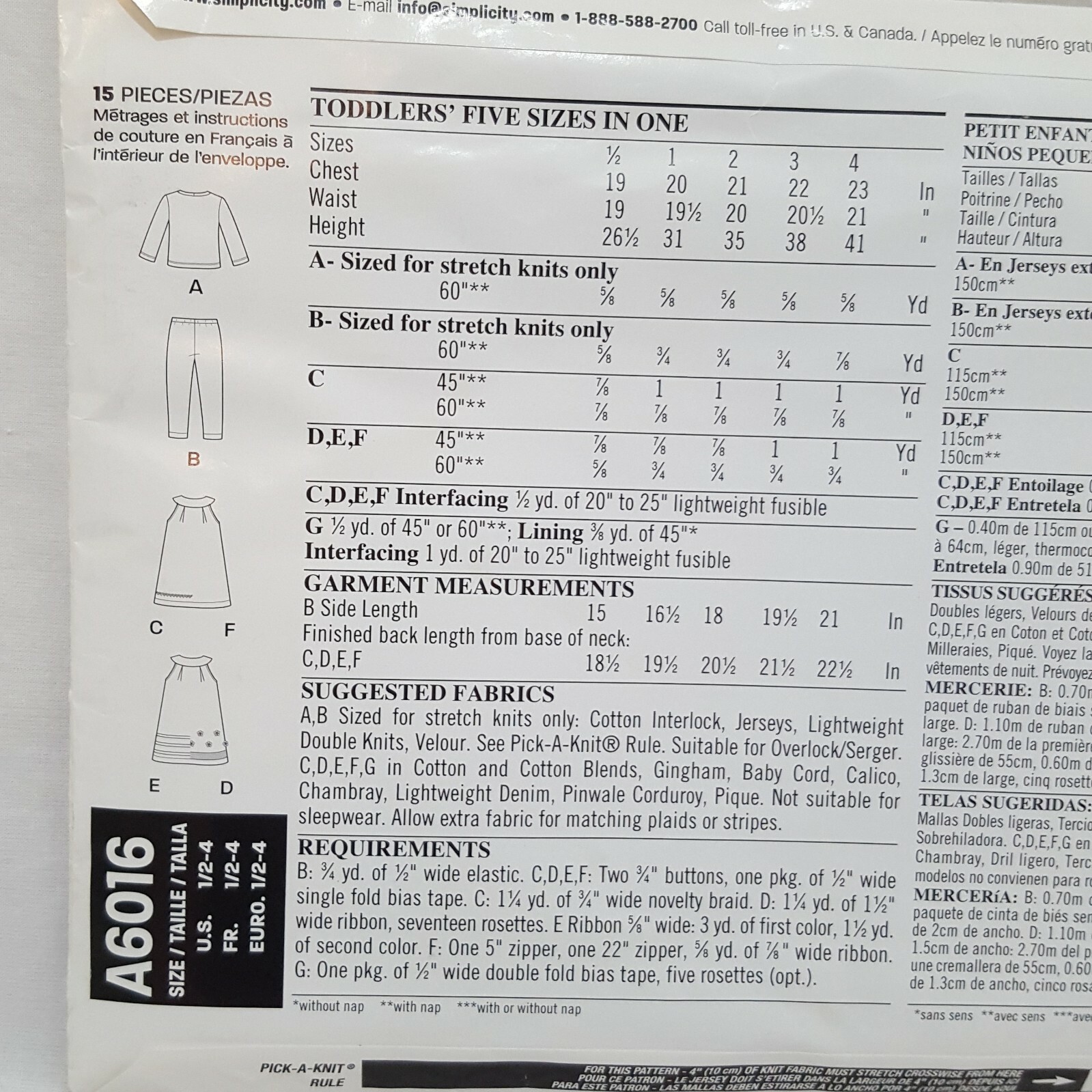 Dress Pants Girls Toddlers Shirt Sewing Pattern New Look Kids A6016 Size 1/2 - 4