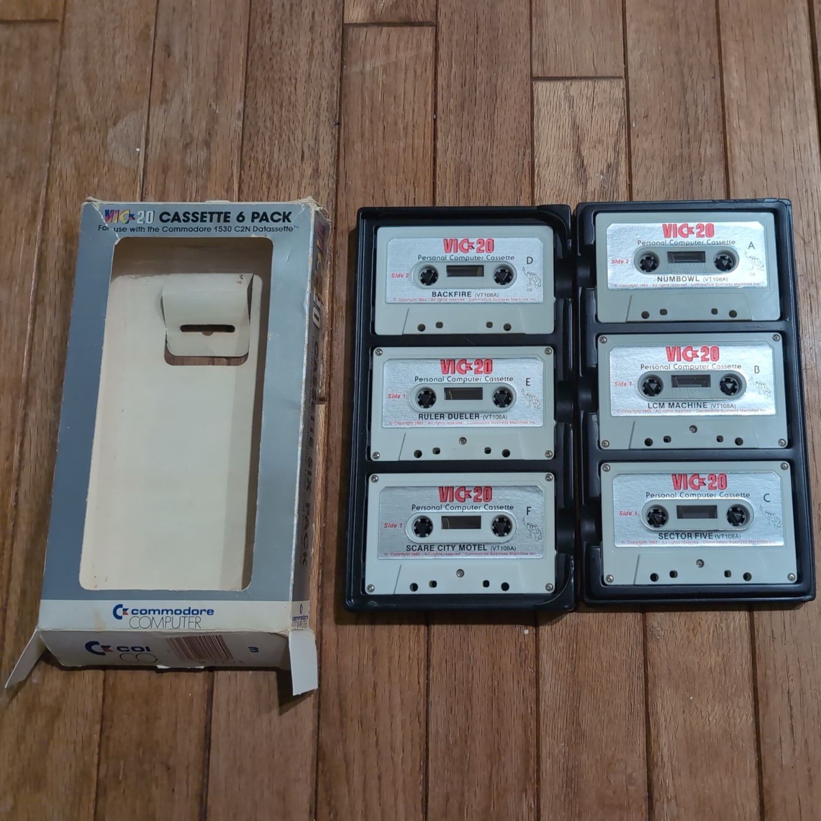 Commodore VIC 20 No Cables/Untested, C2N Cassette Player & Cassette 6 Pack Games