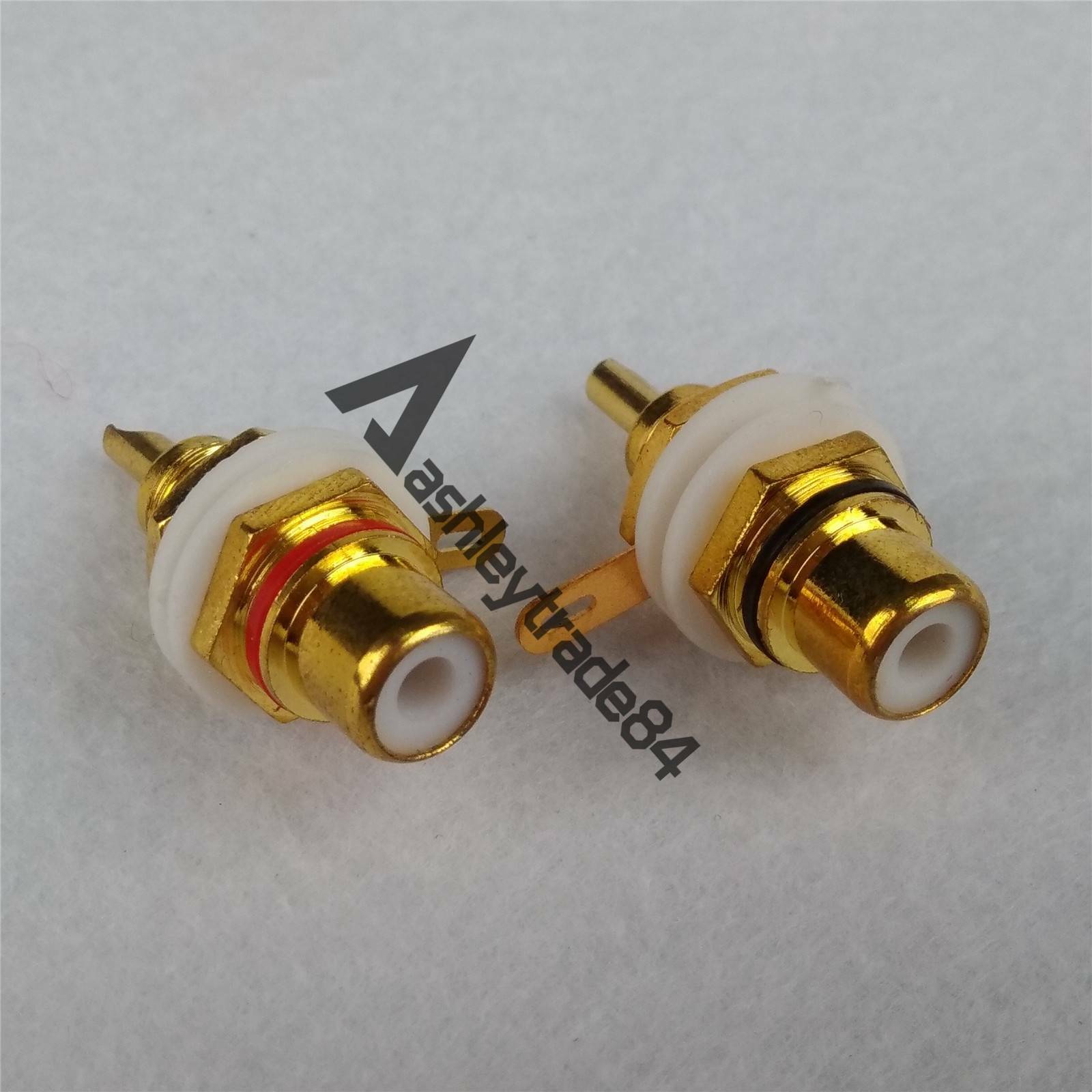 NEW 2pcs Gold Motor Amp Rca Connector Female Chassis Sockets
