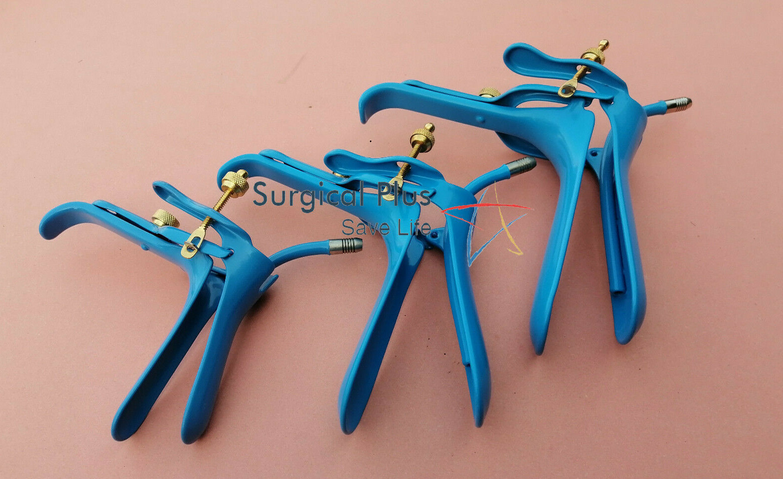 Graves Vaginal Speculum With Light Source S,M,L Blue Nylon Coating Gynecology