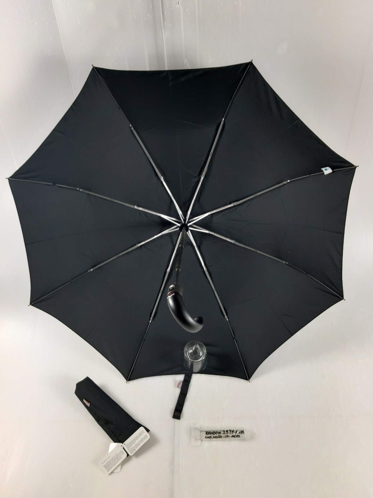 Unisex Mini Umbrella - Automatic - 8 Studs - Black - 25311 - Rainbow