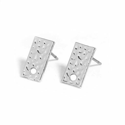 10 pcs. (5 pairs) Silver Tone Earring Posts/Bases/Studs/Settings – 12x6mm
