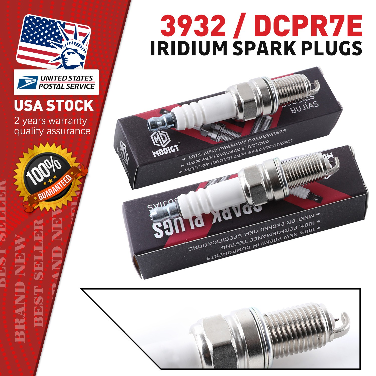 2 Pack Premium Spark Plug-Standard 3932/ DCPR7E Iridium - New And High Quality