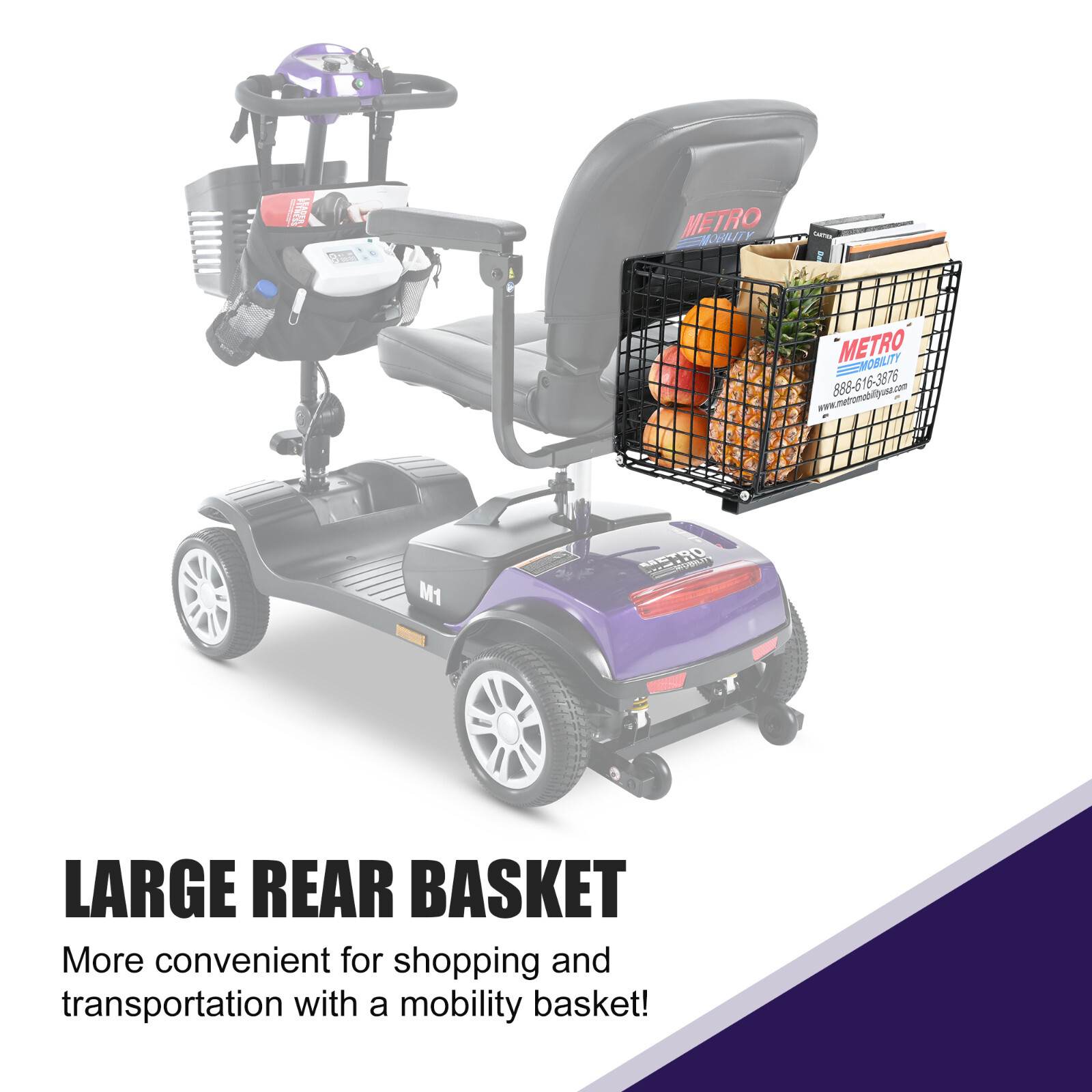 Dark Purple New Foldable Electric Powered Mobility Scooter 4 Wheels w LED Light