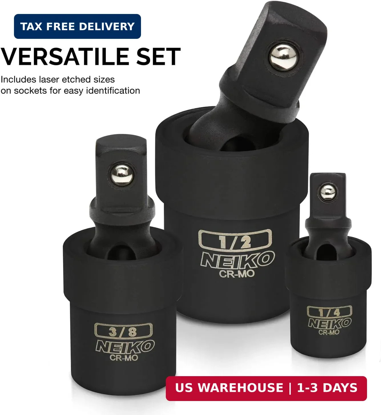 NEIKO 02486A Impact Universal Joint-Socket Swivel Set, Socket Extension Set Made